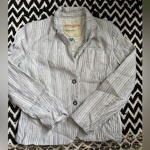 Anthropologie Cartonnier Black/White Stripped Blazer